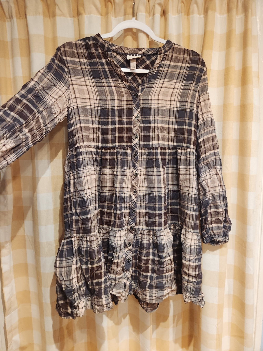 Knox Rose Plaid Button-Front Mini Dress Size L